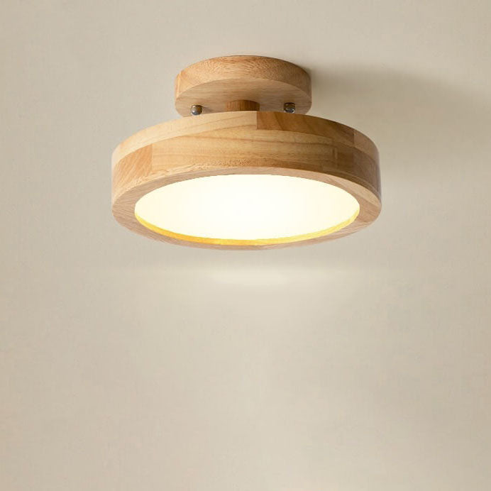 Scandinavische Ronde LED Plafondlamp Met Houten Detail