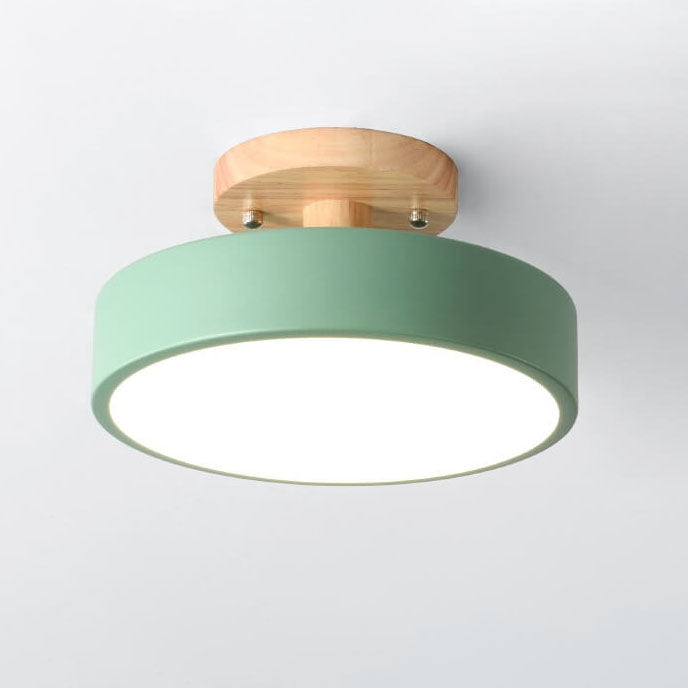 Scandinavische Ronde LED Plafondlamp Met Houten Detail