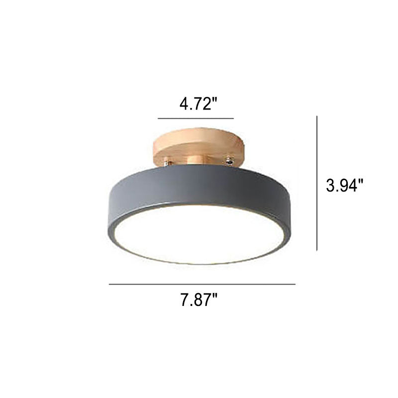 Scandinavische Ronde LED Plafondlamp Met Houten Detail