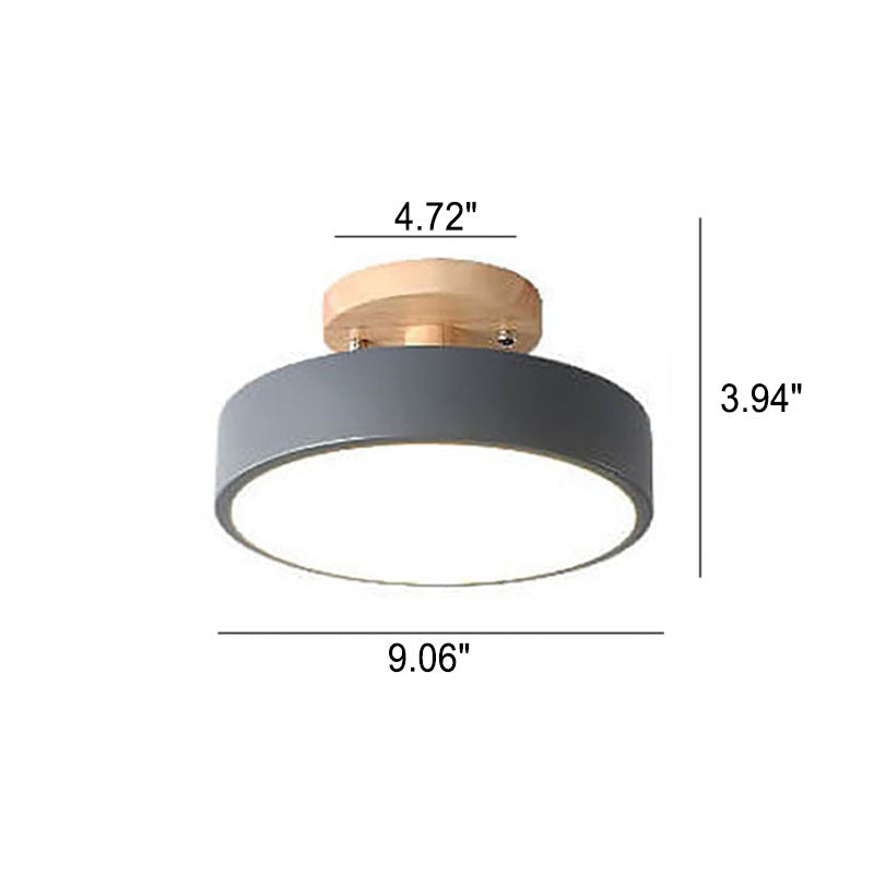 Scandinavische Ronde LED Plafondlamp Met Houten Detail