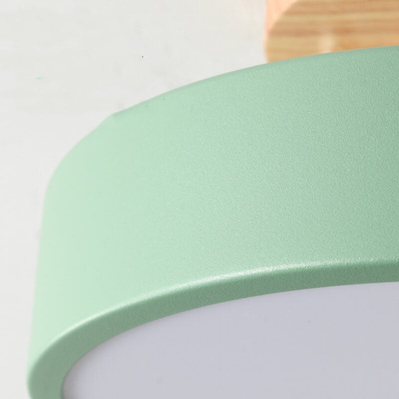 Scandinavische Ronde LED Plafondlamp Met Houten Detail