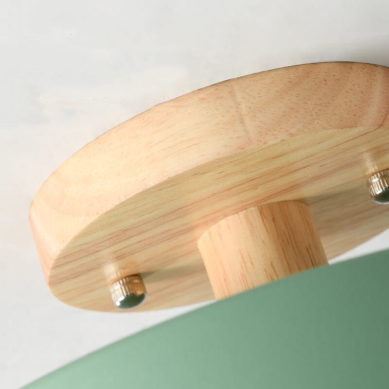 Scandinavische Ronde LED Plafondlamp Met Houten Detail