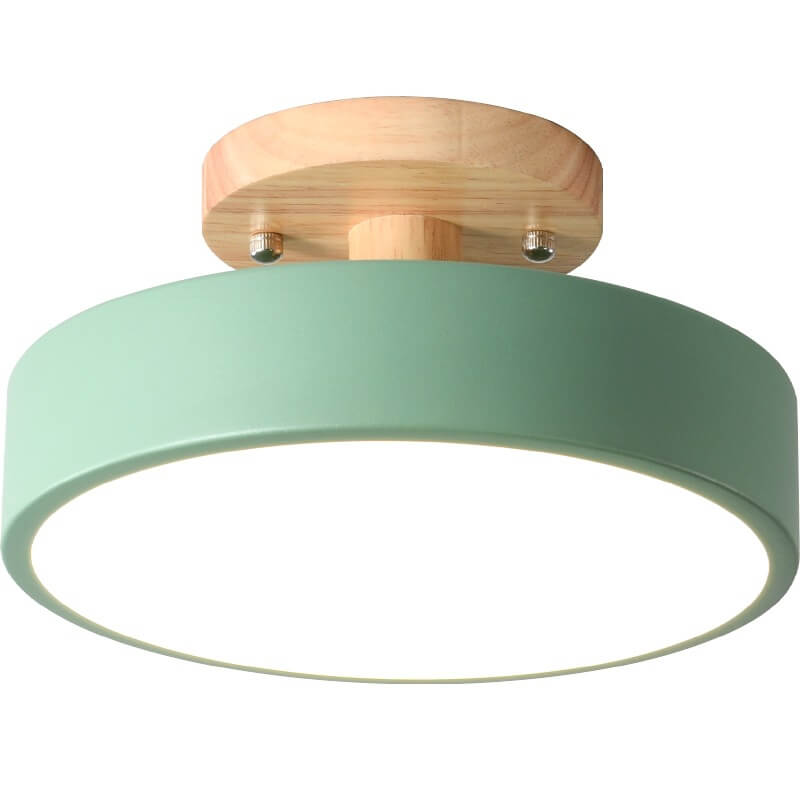 Scandinavische Ronde LED Plafondlamp Met Houten Detail