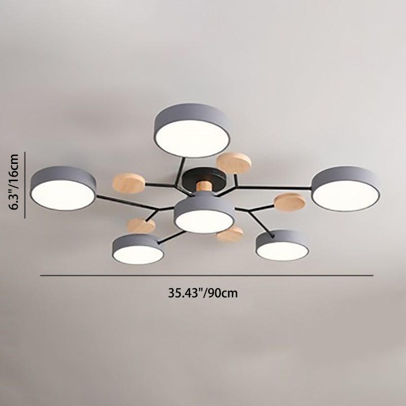 Scandinavische Plafondlamp Met Houten Accenten