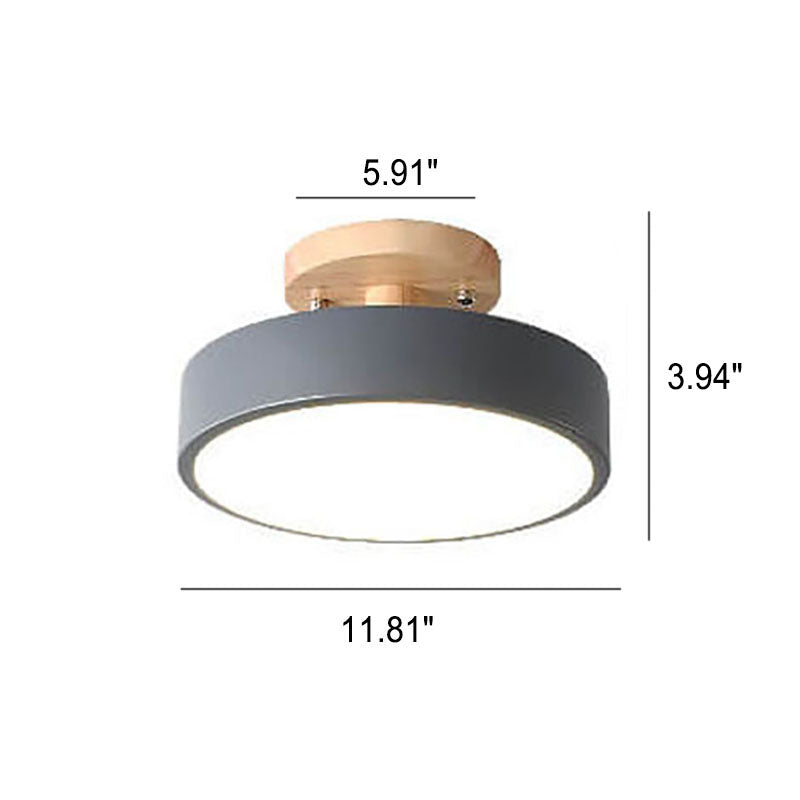 Scandinavische Ronde LED Plafondlamp Met Houten Detail