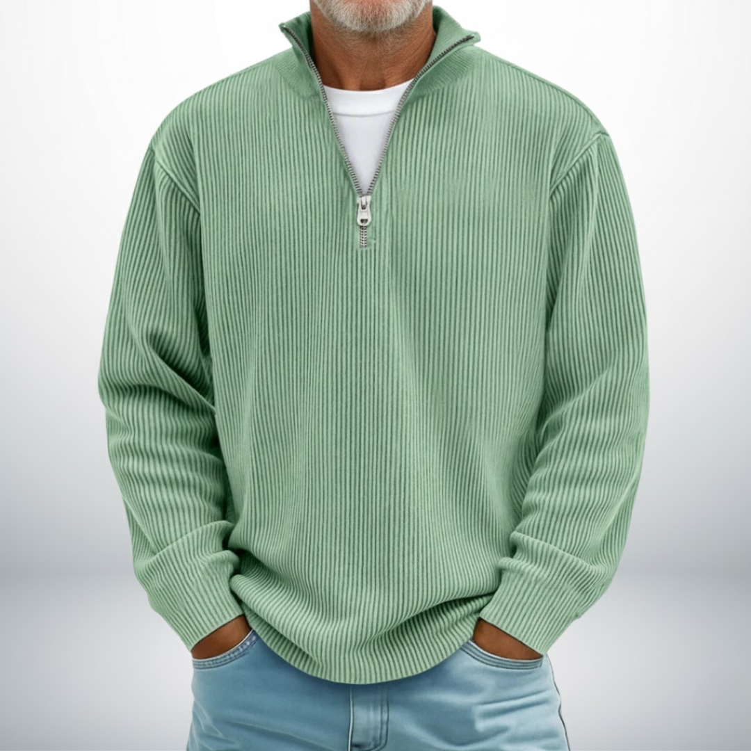 Heren Trui Met Halve Rits En Opstaande Kraag Casual Comfort
