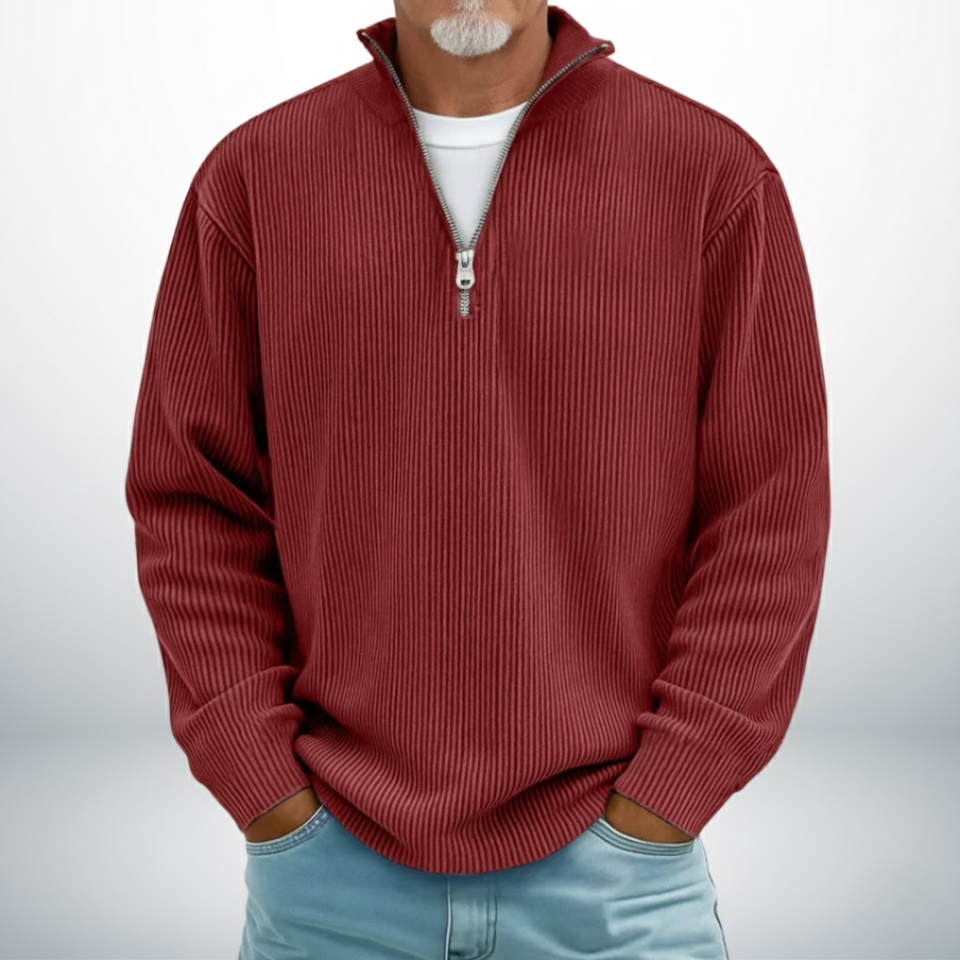 Heren Trui Met Halve Rits En Opstaande Kraag Casual Comfort
