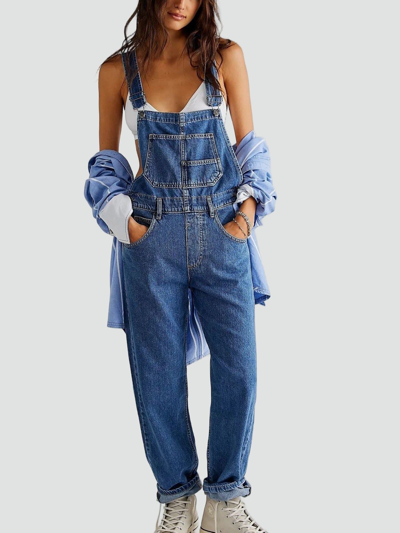 Denim Tuinbroek Voor Dames Met Verstelbare Schouderbanden