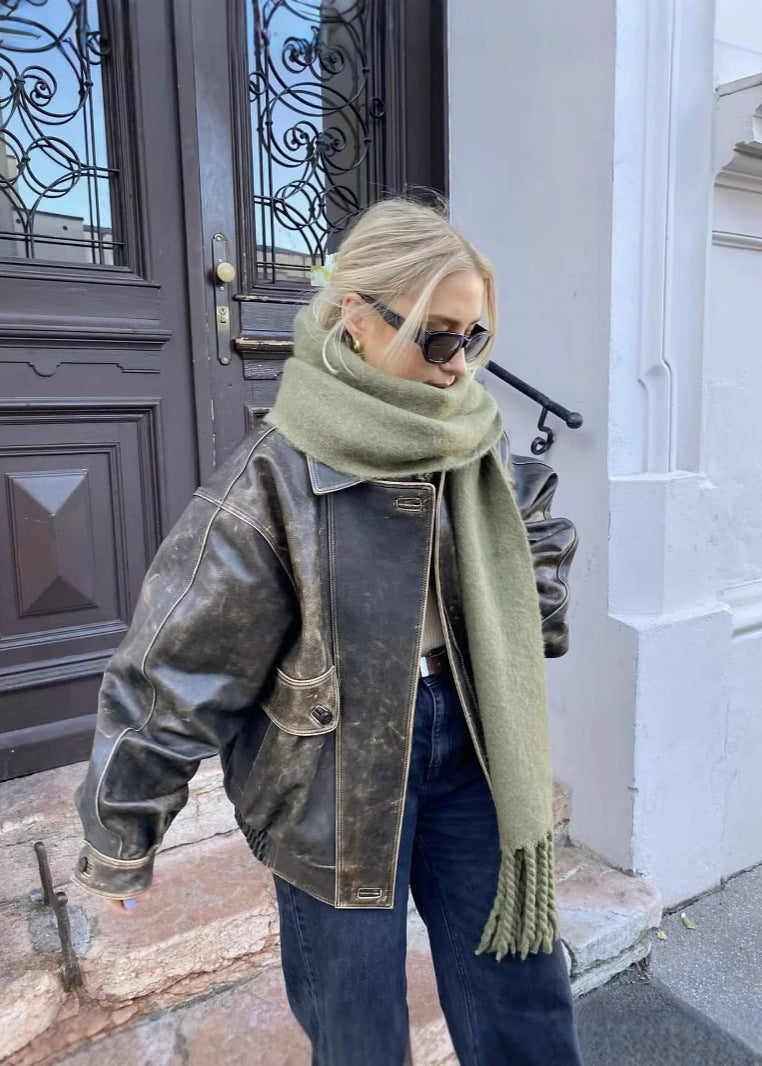 Oversized Dames Bomberjack Met Distressed Afwerking