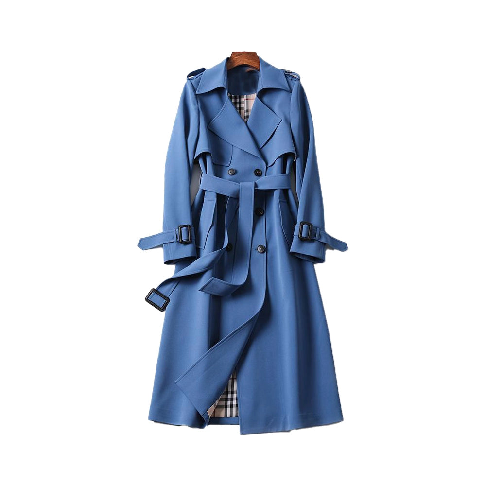 Lange Dames Trenchcoat met Dubbele Knoopsluiting