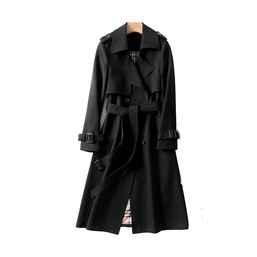 Lange Dames Trenchcoat met Dubbele Knoopsluiting