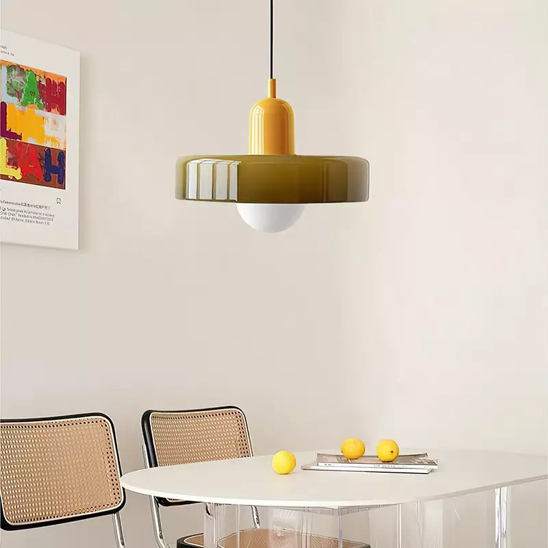 Hanglamp Van Gekleurd Glas In Retro Stijl