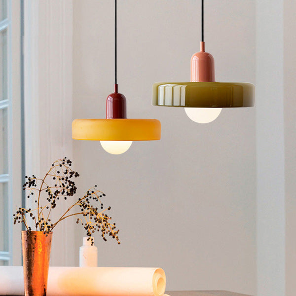 Hanglamp Van Gekleurd Glas In Retro Stijl