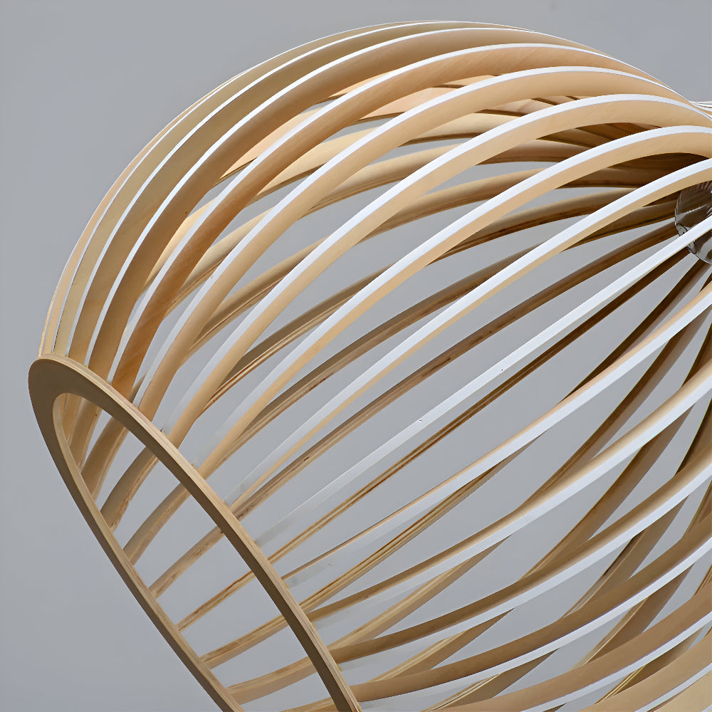 Scandinavische Houten Hanglamp In Vintage Design
