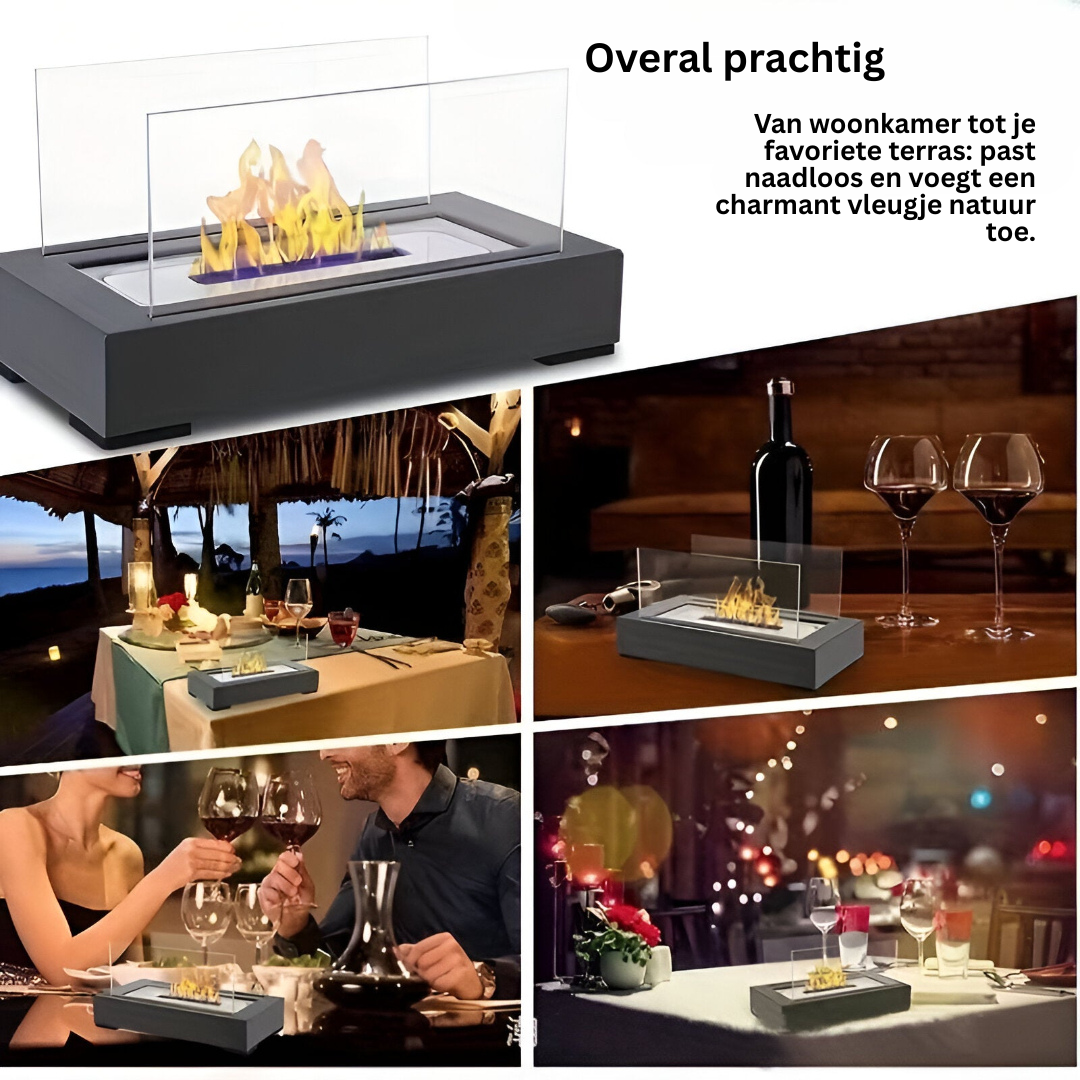 Rechthoekige Bio Ethanol Tafelhaard Met Glasbescherming