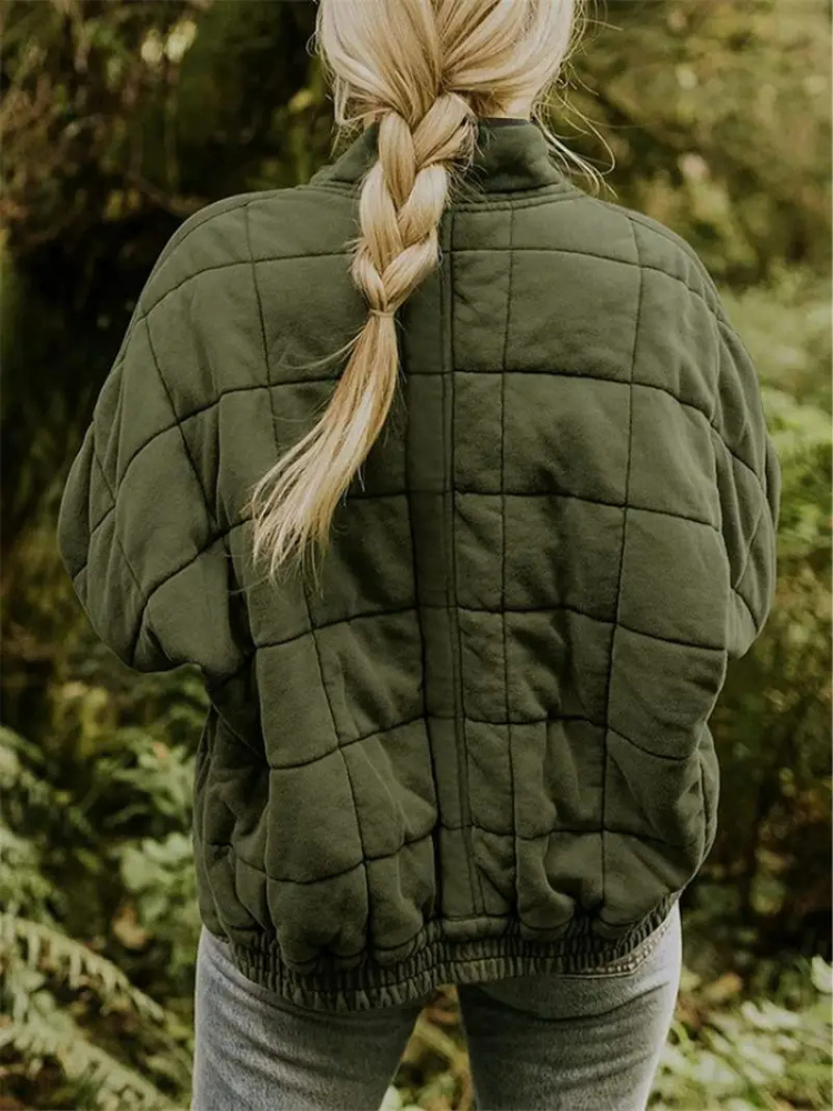 Oversized Dames Quilted Bomberjack met Rits en Zakken
