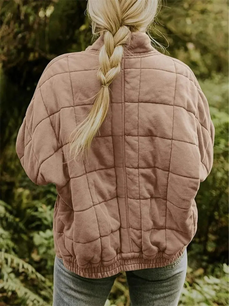 Oversized Dames Quilted Bomberjack met Rits en Zakken