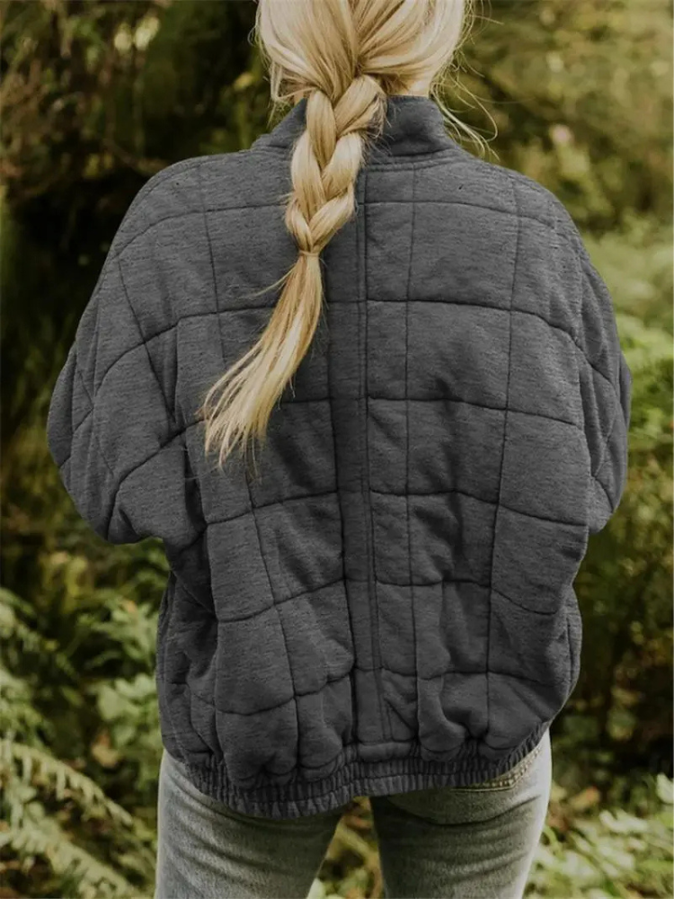 Oversized Dames Quilted Bomberjack met Rits en Zakken