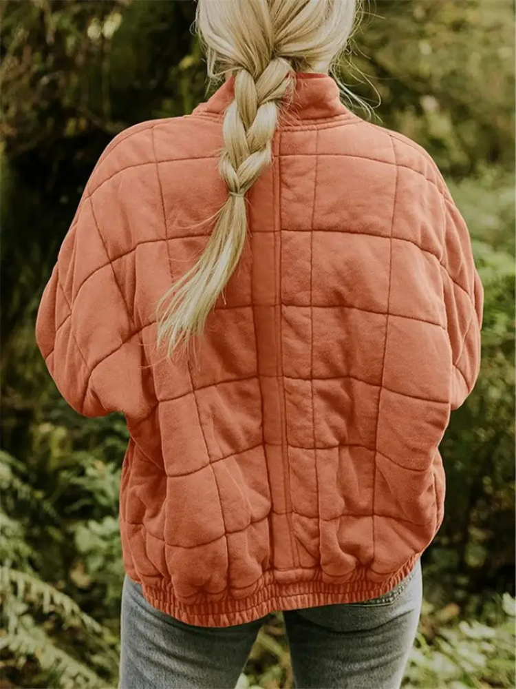Oversized Dames Quilted Bomberjack met Rits en Zakken