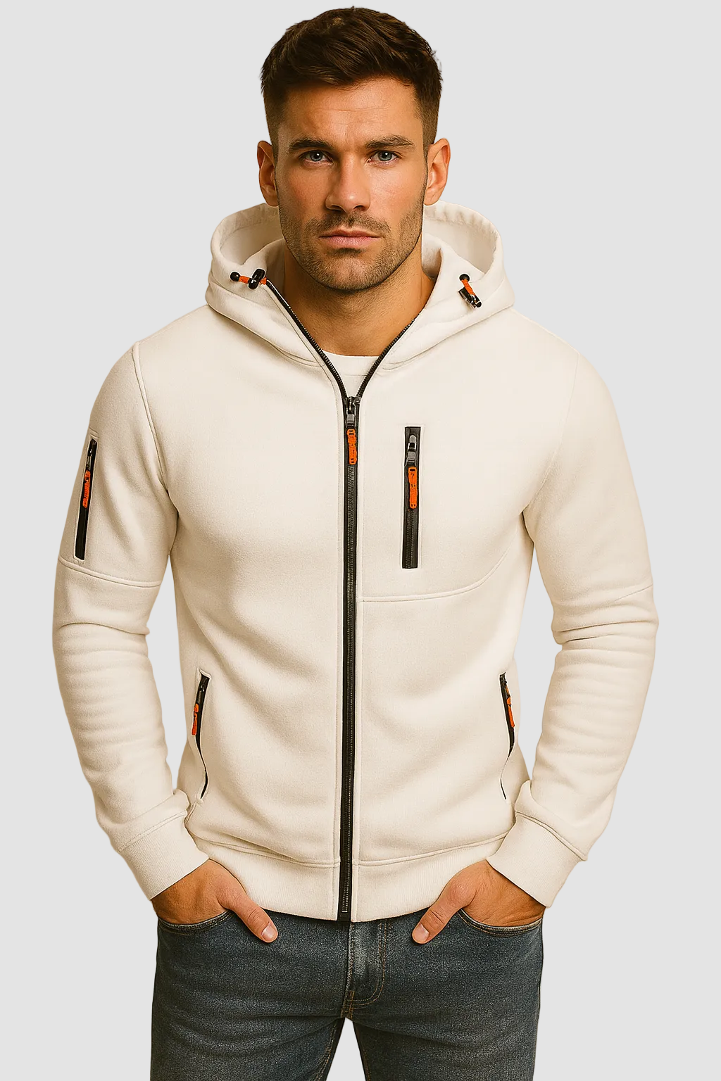 Heren Hoodie met Rits en Capuchon Comfortabele Pasvorm