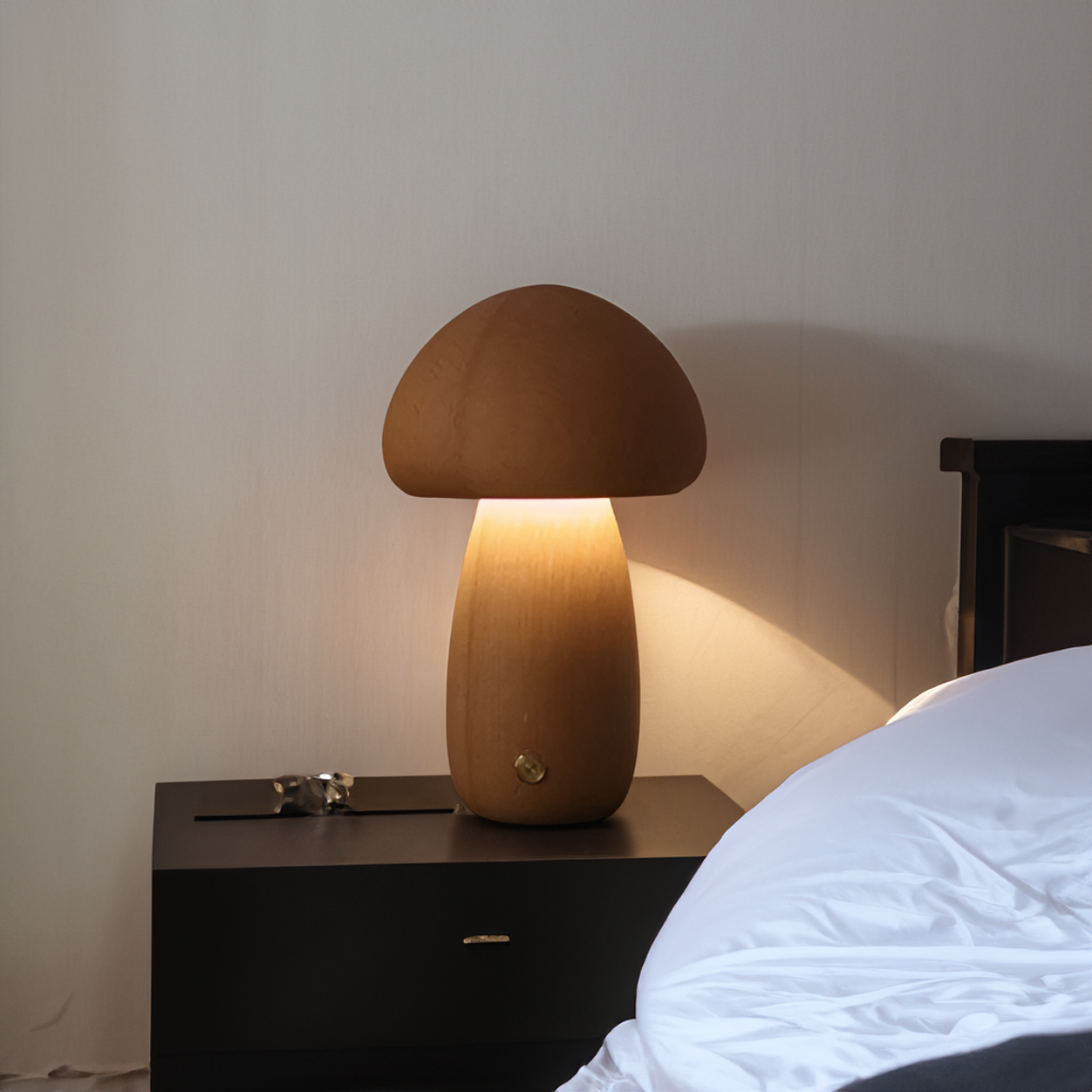 Houten Paddenstoel Nachtlamp Met Touchbediening