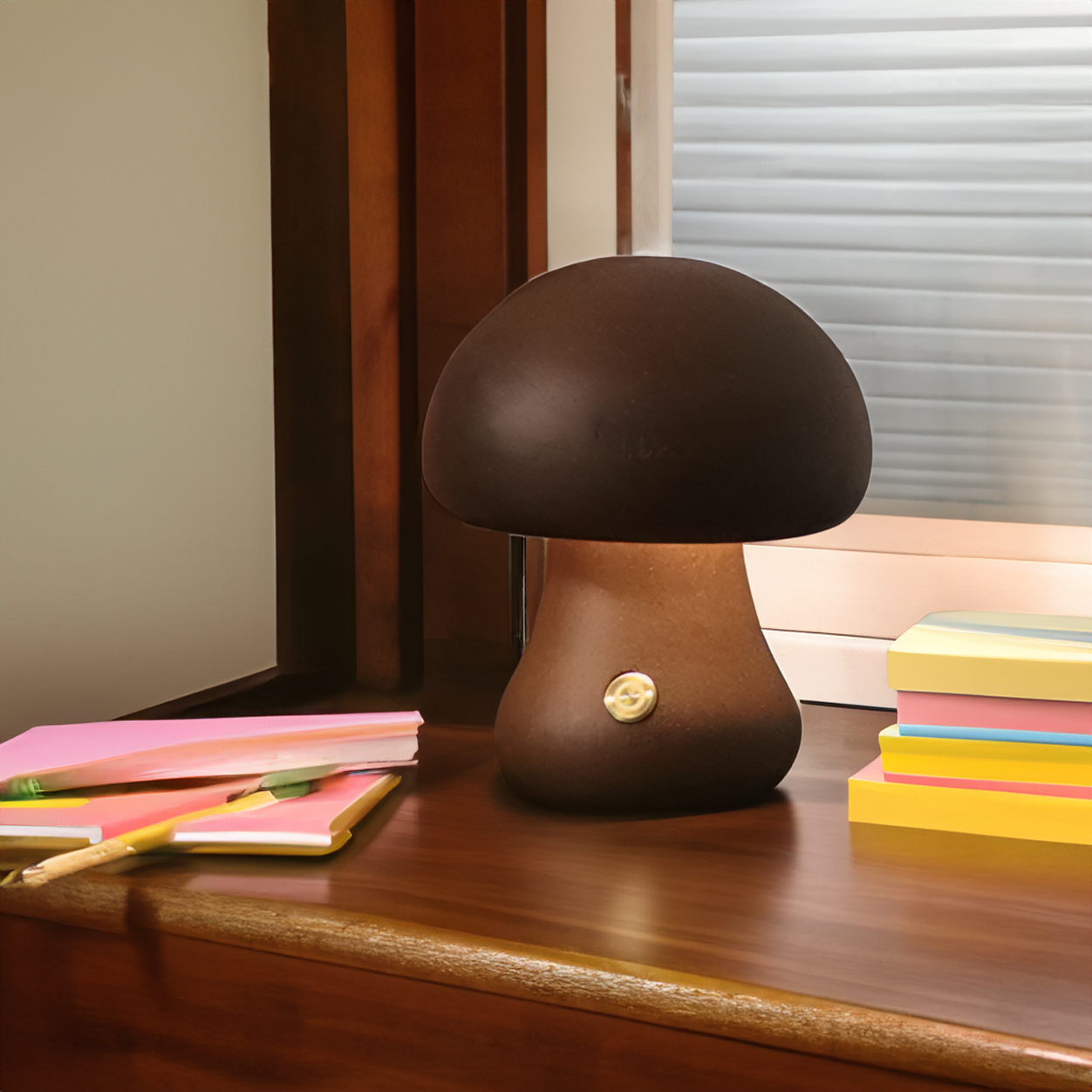 Houten Paddenstoel Nachtlamp Met Touchbediening