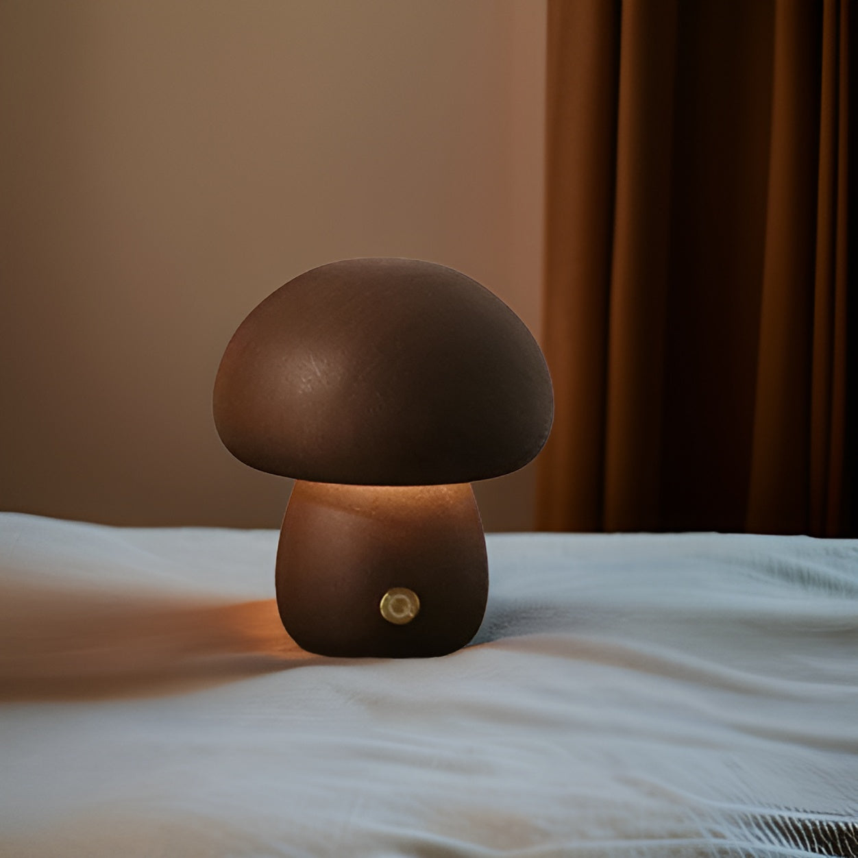 Houten Paddenstoel Nachtlamp Met Touchbediening
