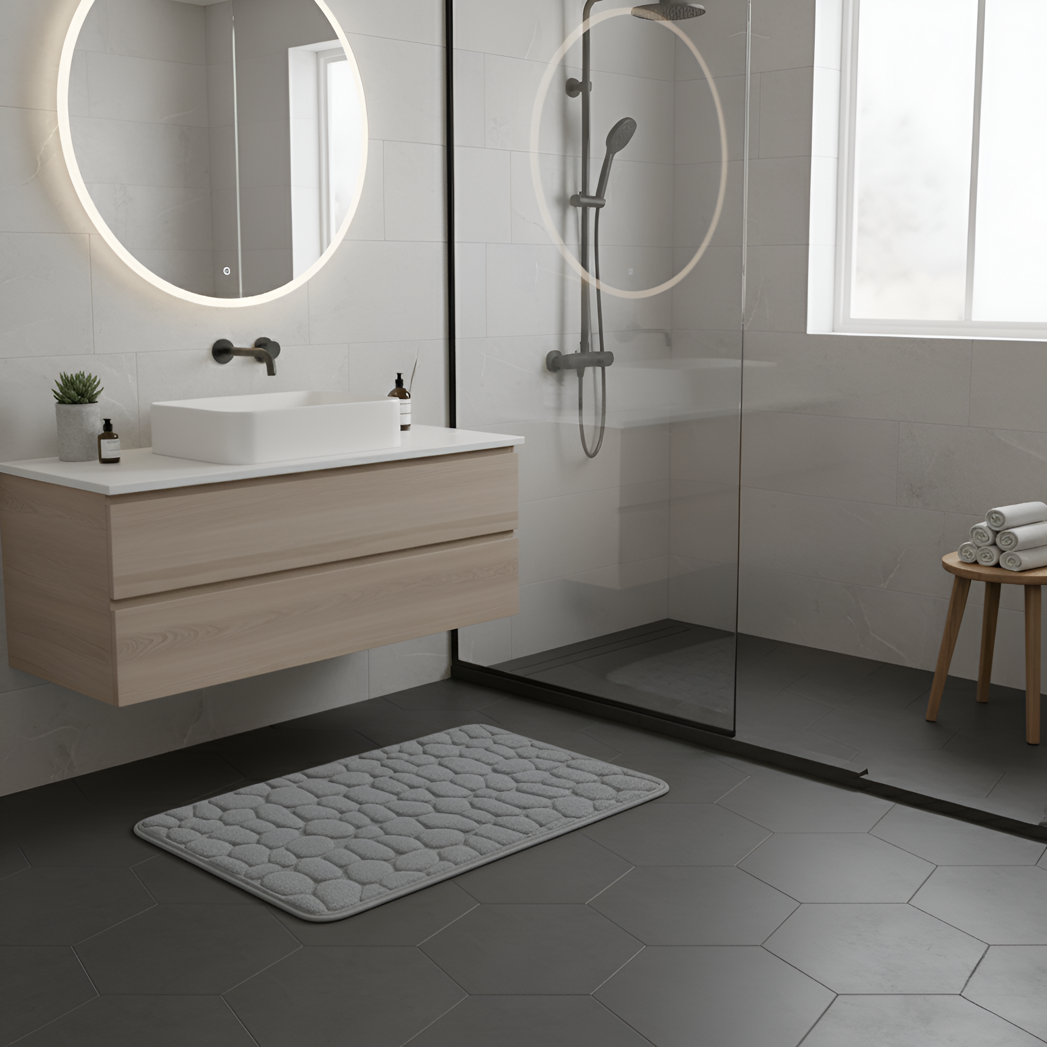Luxe Antislip Badmat in Steenstijl Zachte en Veilige