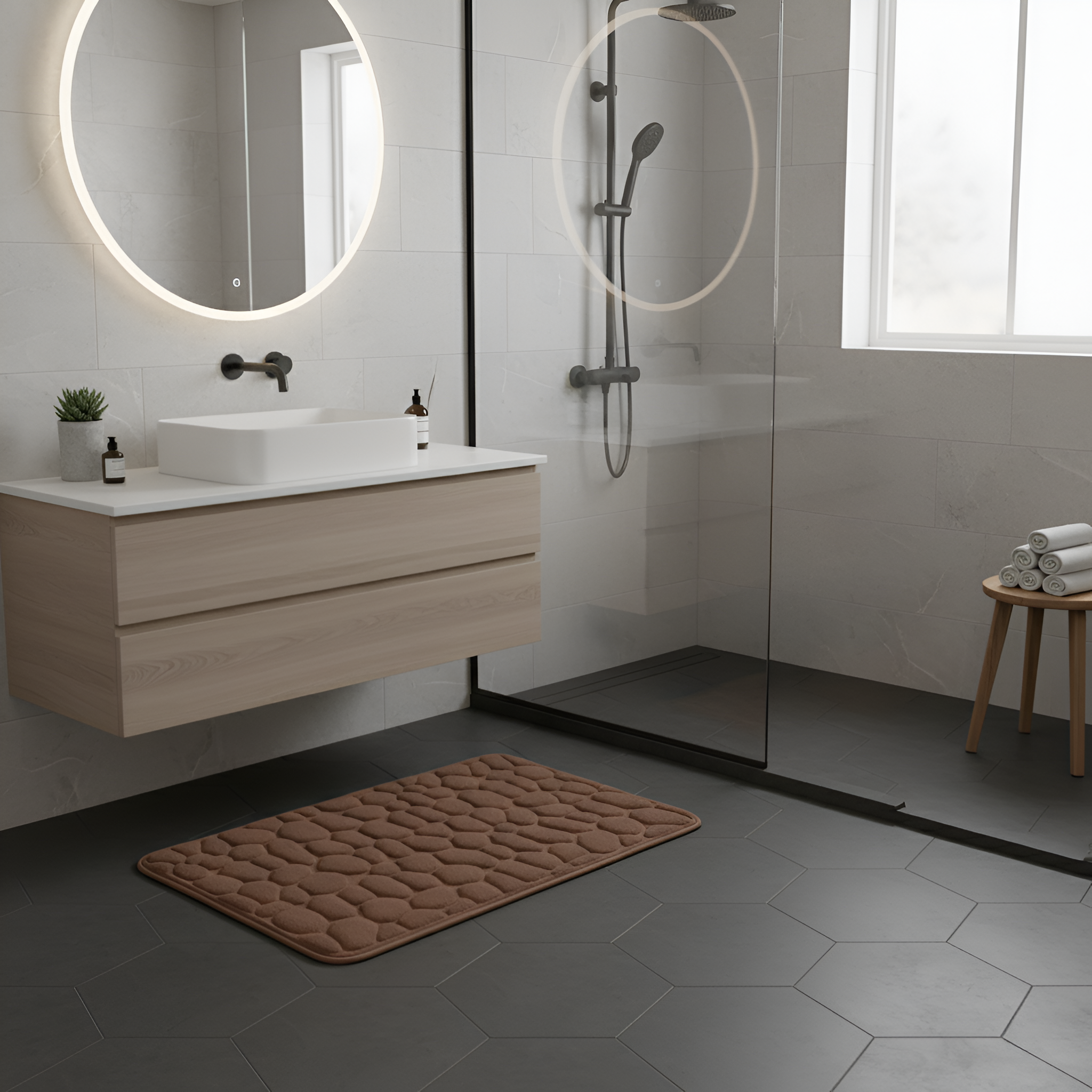 Luxe Antislip Badmat in Steenstijl Zachte en Veilige