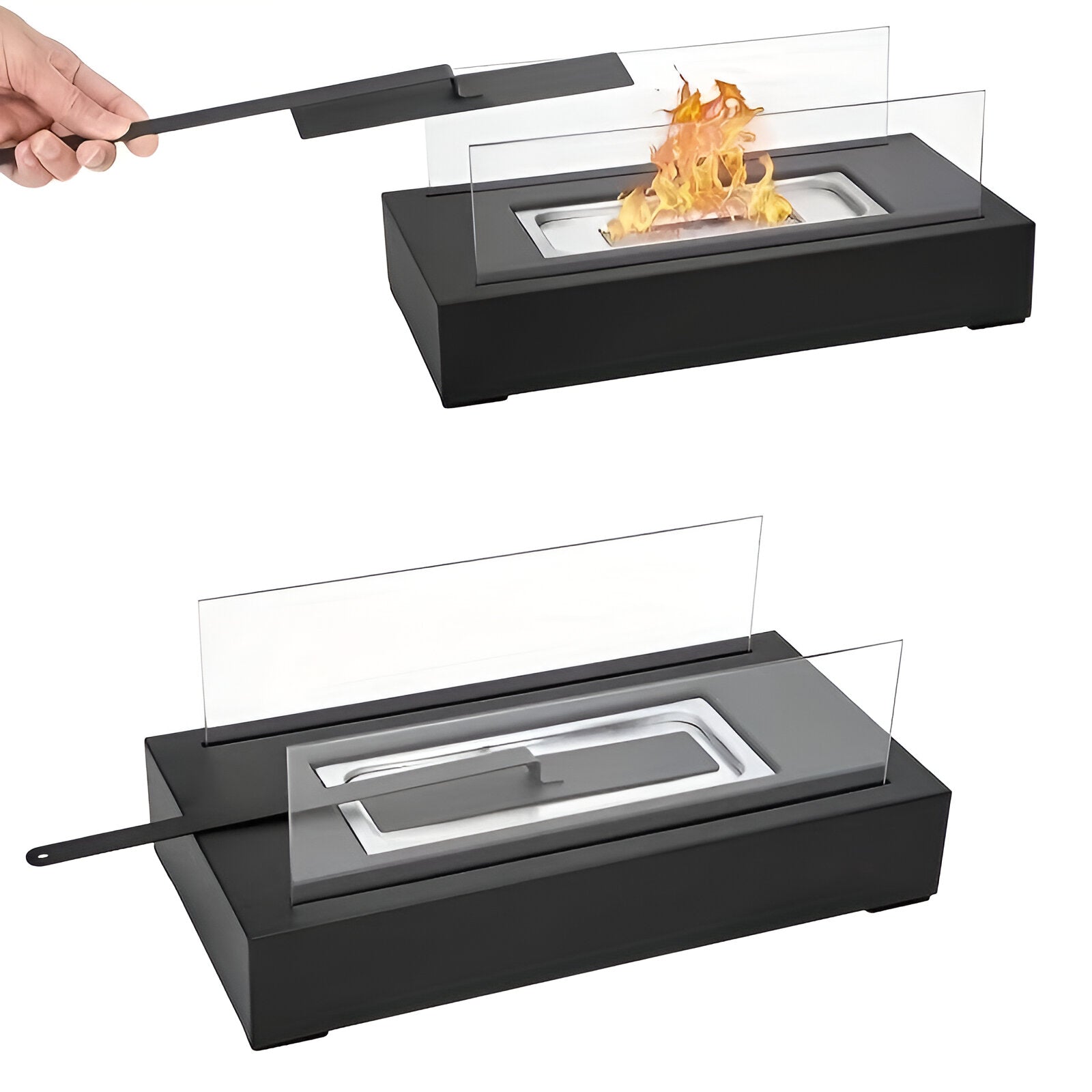 Rechthoekige Bio Ethanol Tafelhaard Met Glasbescherming