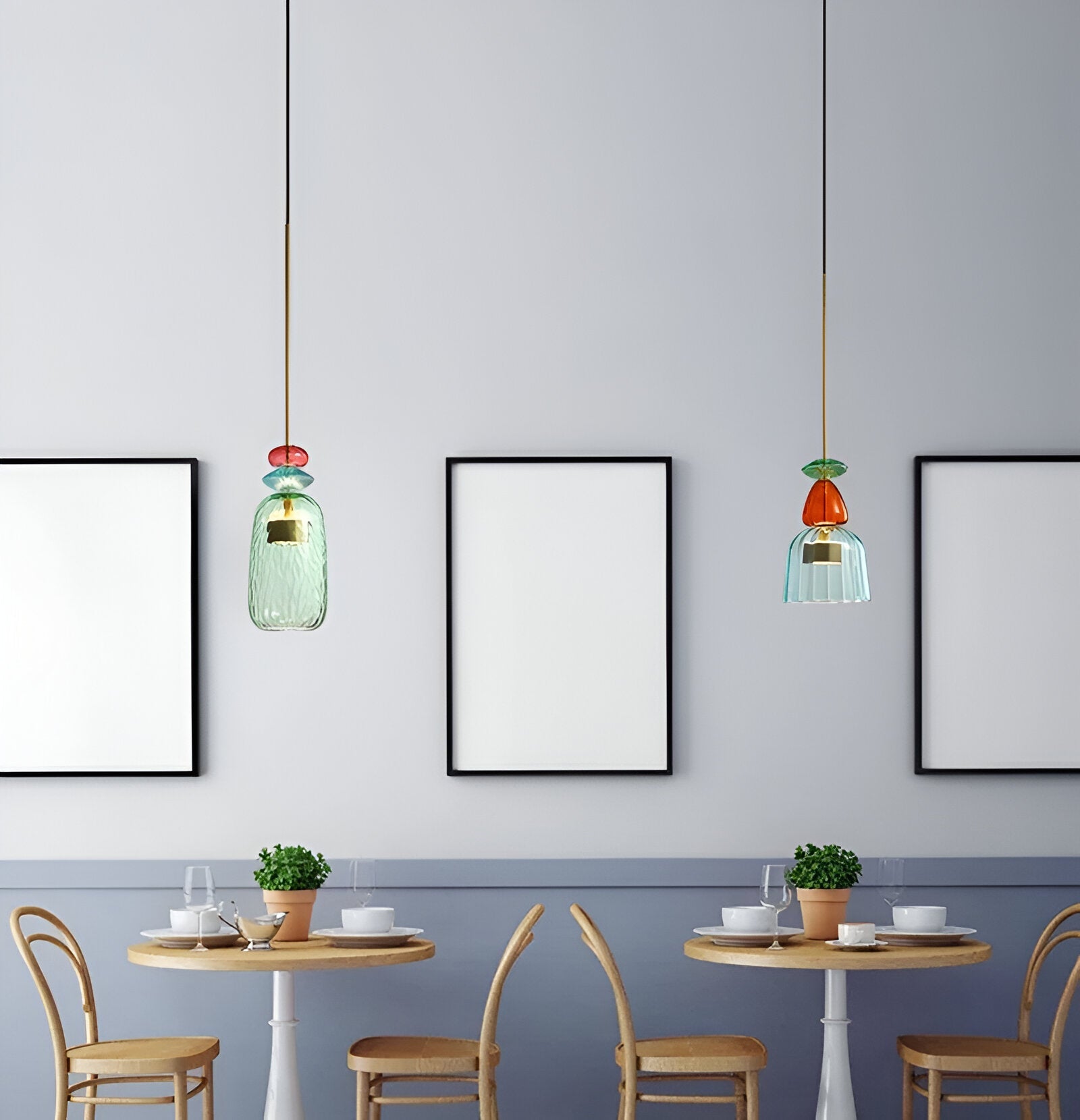 Noordse Hanglamp Van Gekleurd Glas In Macaron Stijl