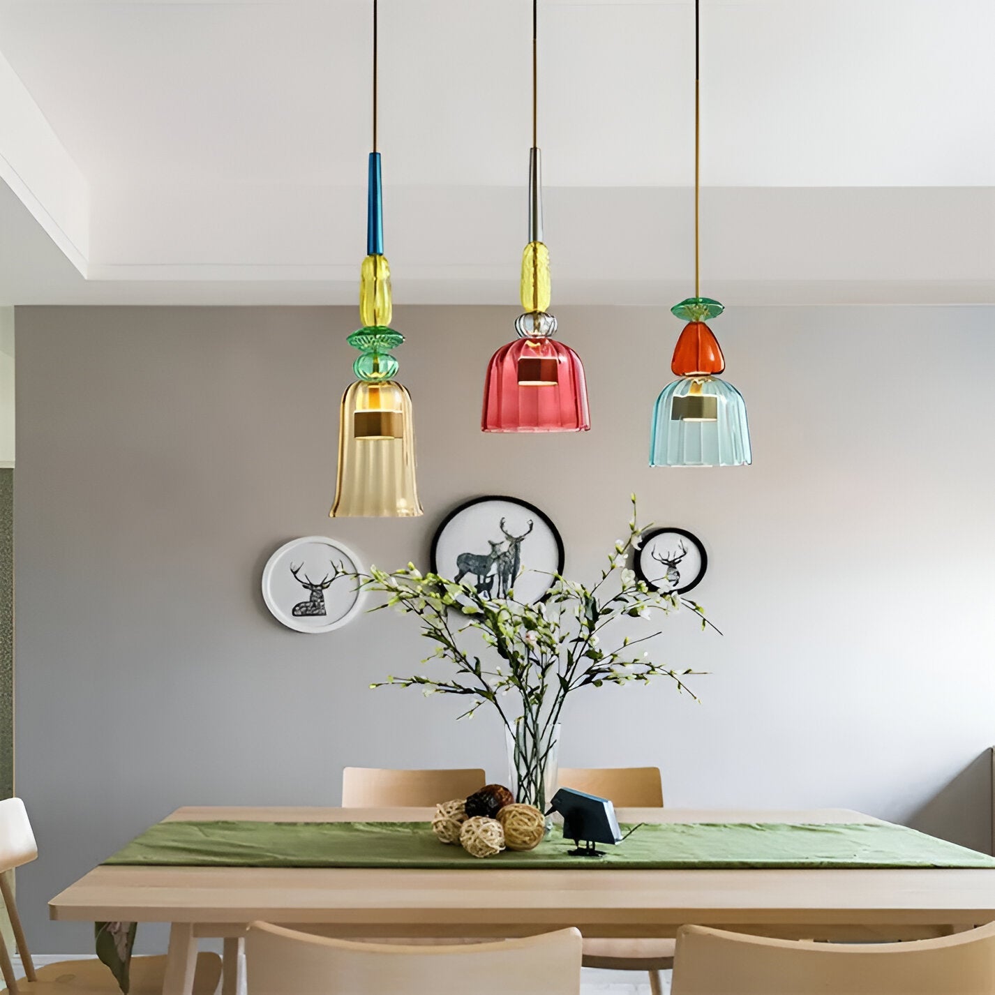 Noordse Hanglamp Van Gekleurd Glas In Macaron Stijl