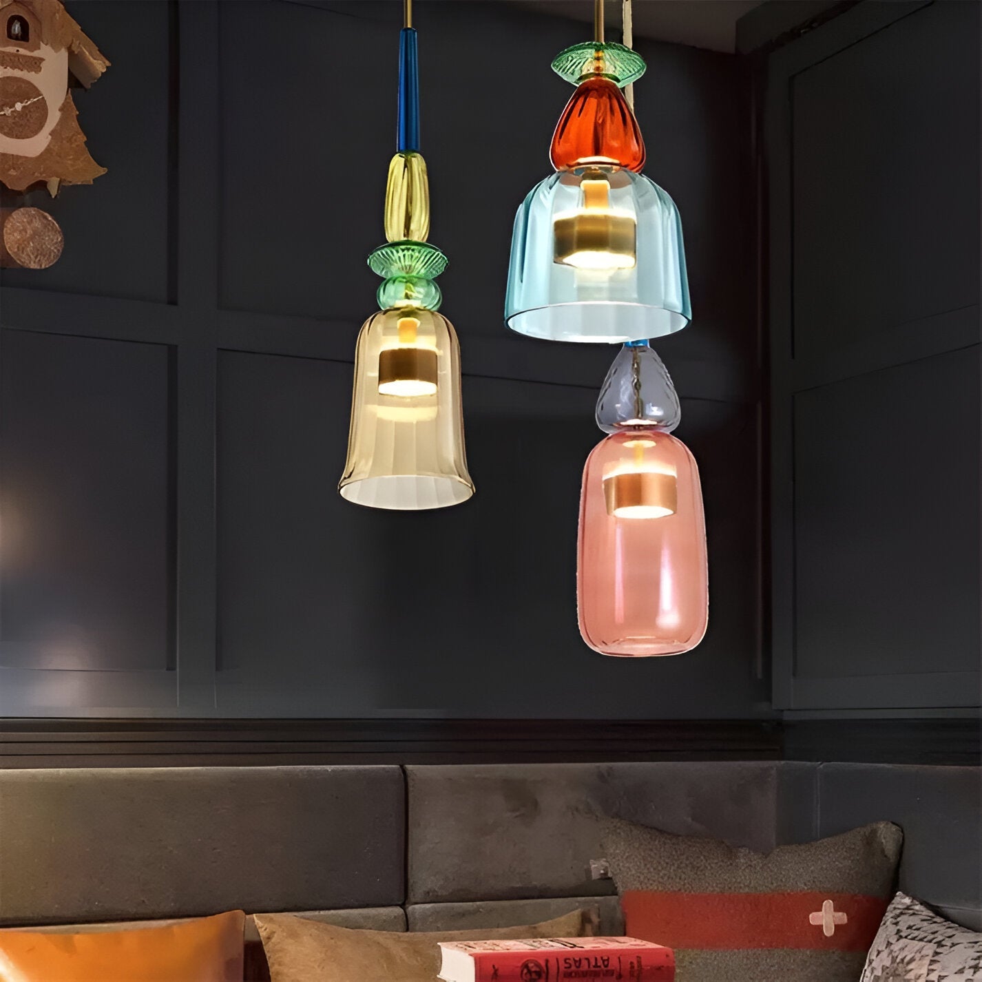 Noordse Hanglamp Van Gekleurd Glas In Macaron Stijl