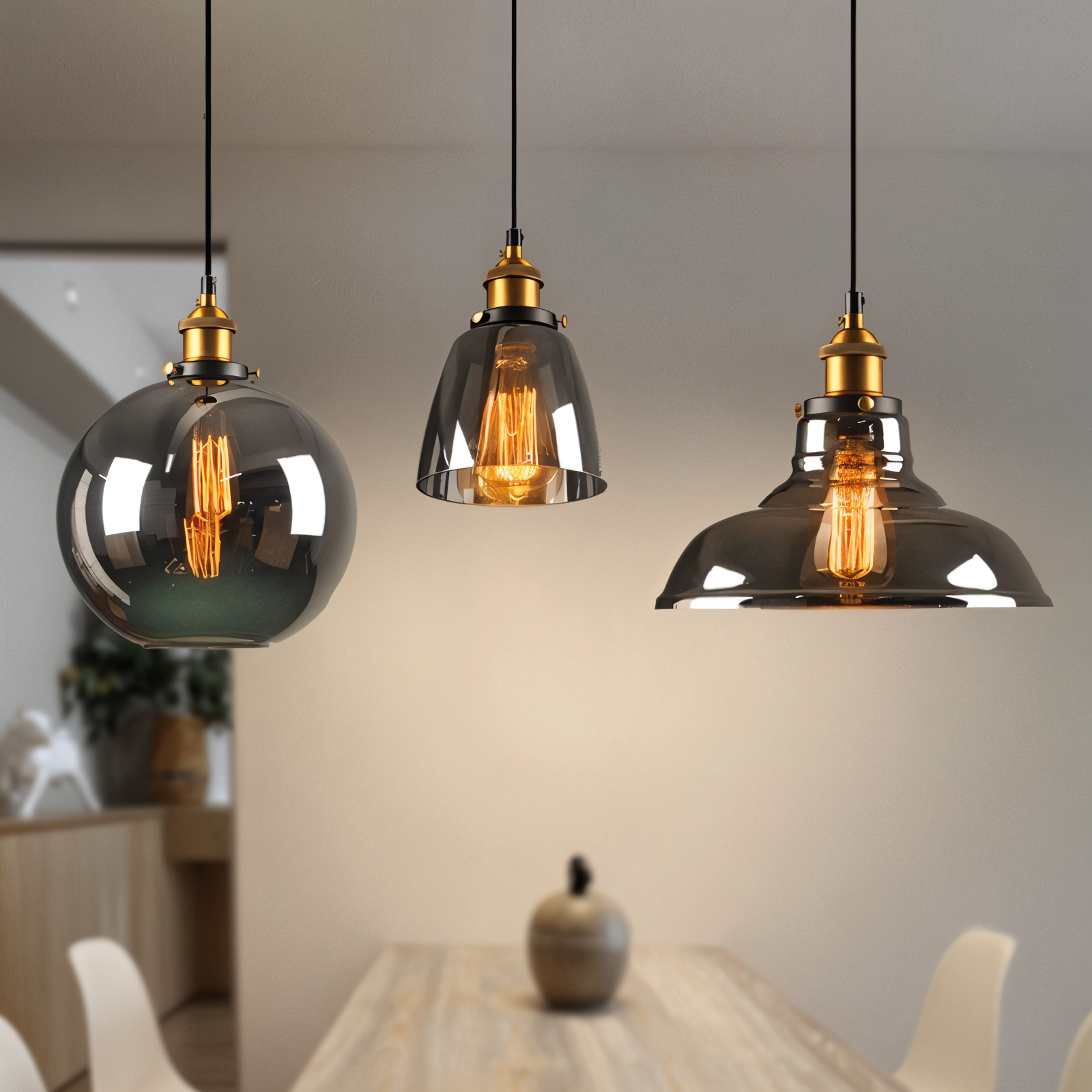 Vintage Hanglamp Van Gerookt Glas
