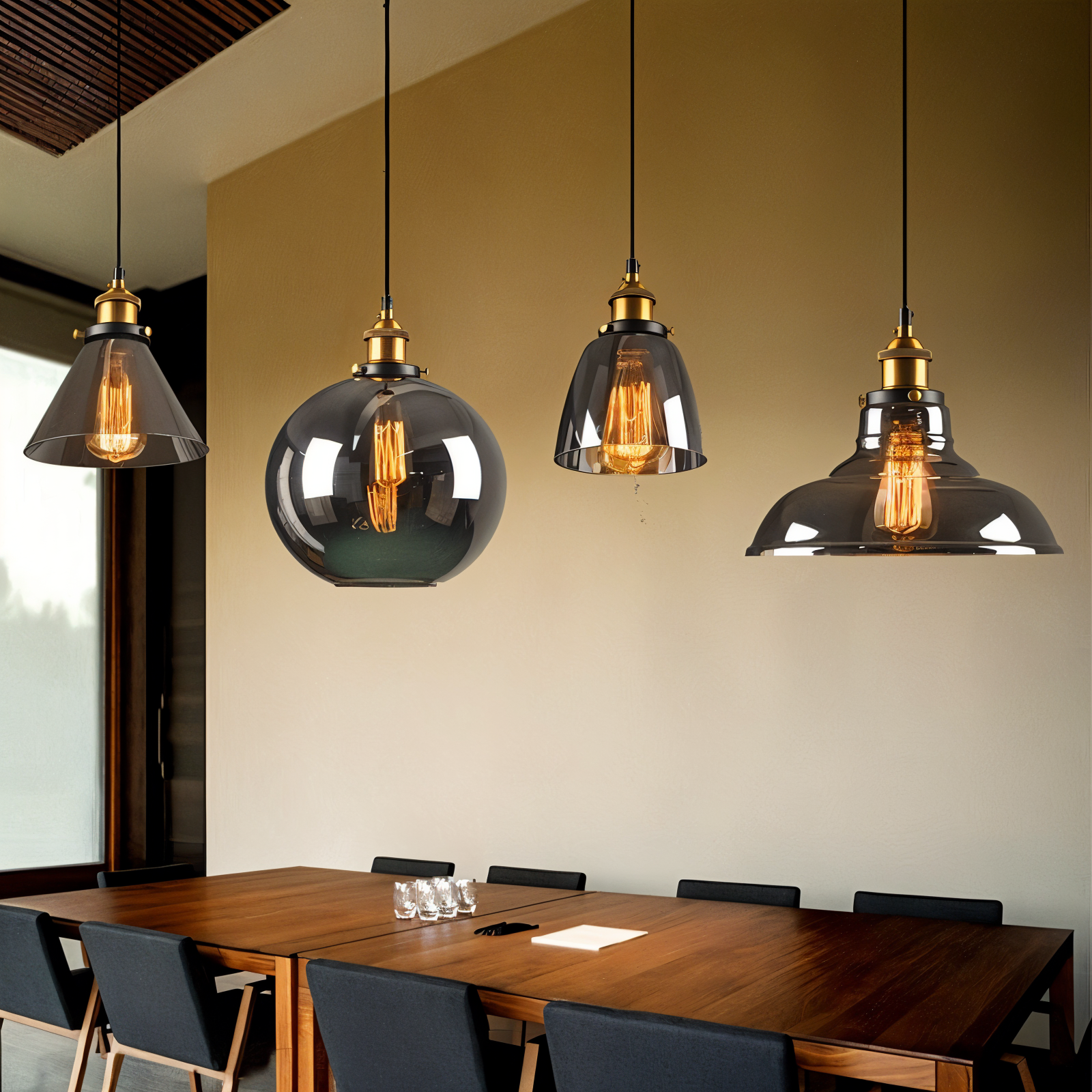 Vintage Hanglamp Van Gerookt Glas