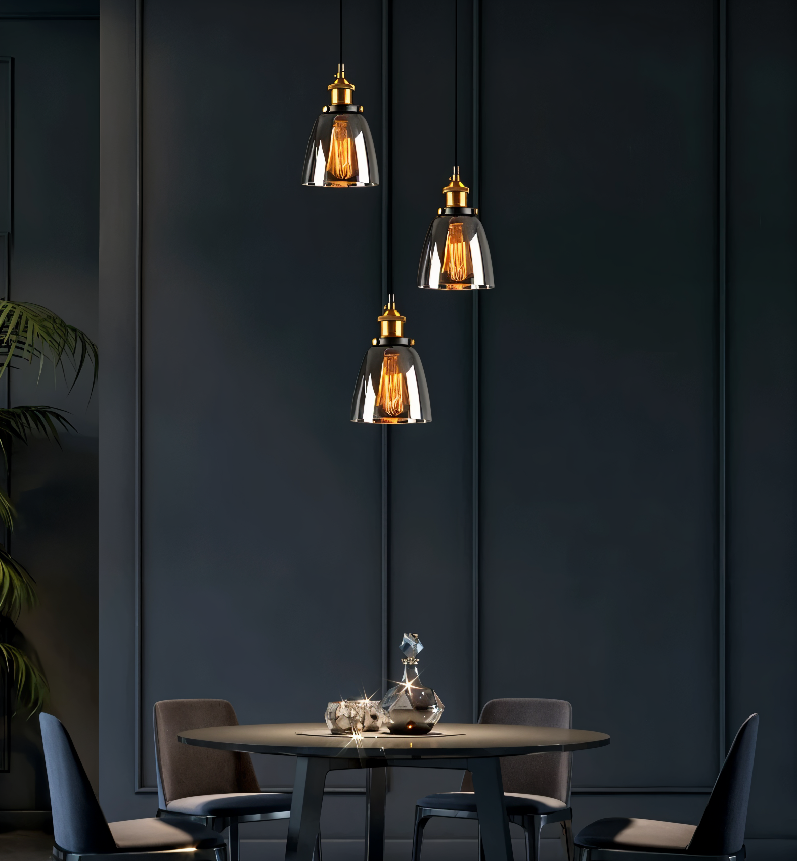 Vintage Hanglamp Van Gerookt Glas