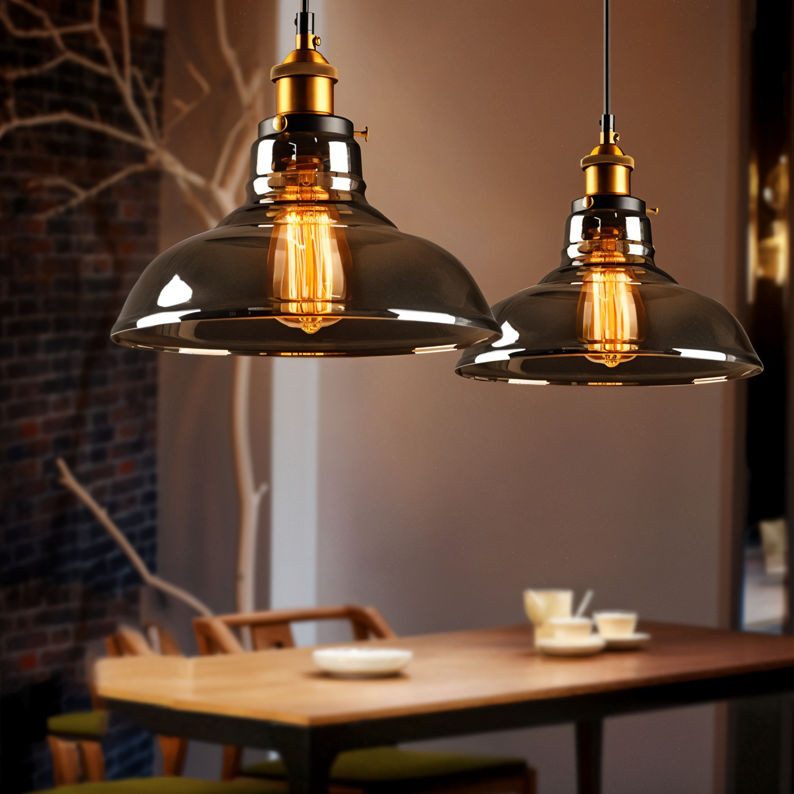 Vintage Hanglamp Van Gerookt Glas