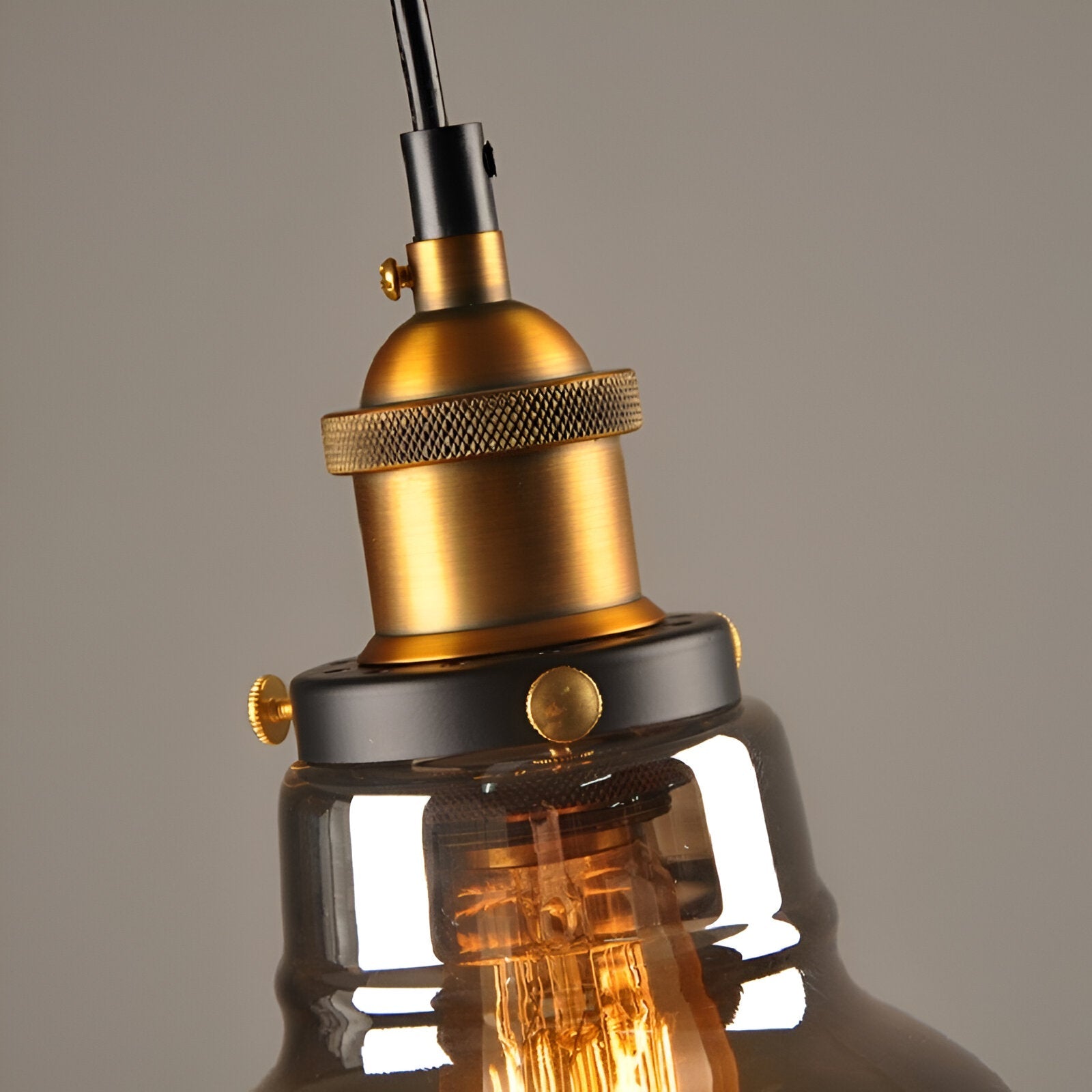 Vintage Hanglamp Van Gerookt Glas