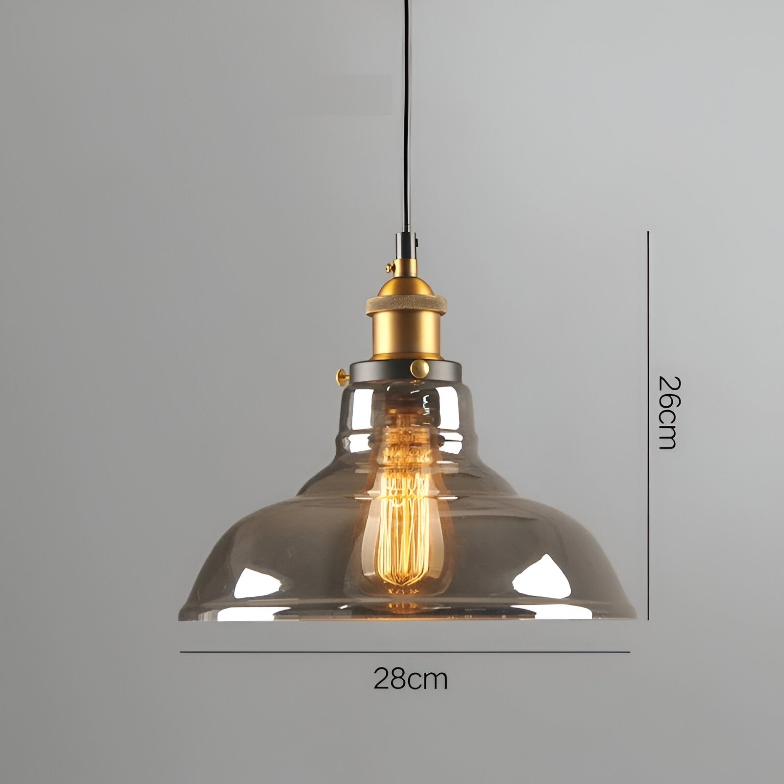 Vintage Hanglamp Van Gerookt Glas