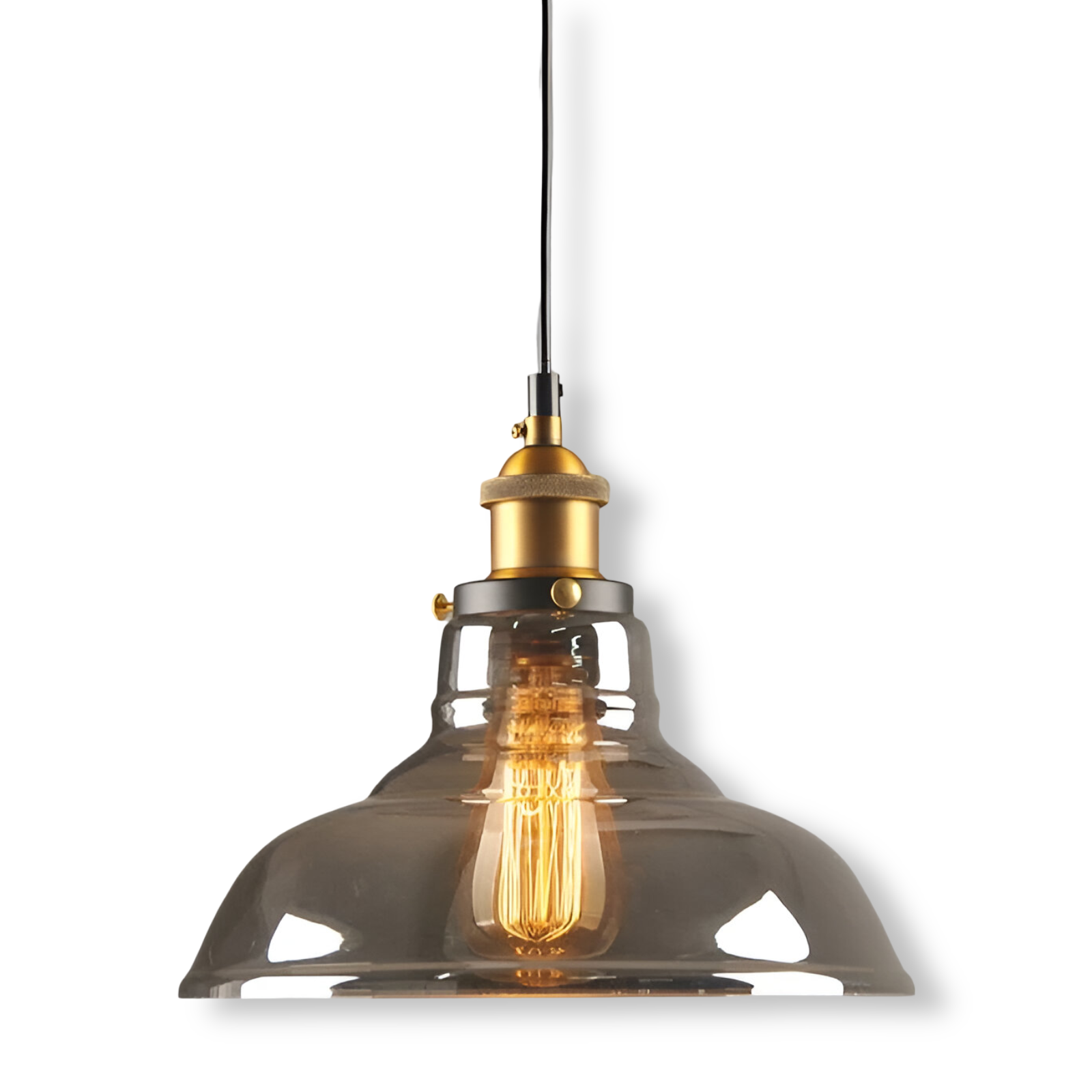 Vintage Hanglamp Van Gerookt Glas