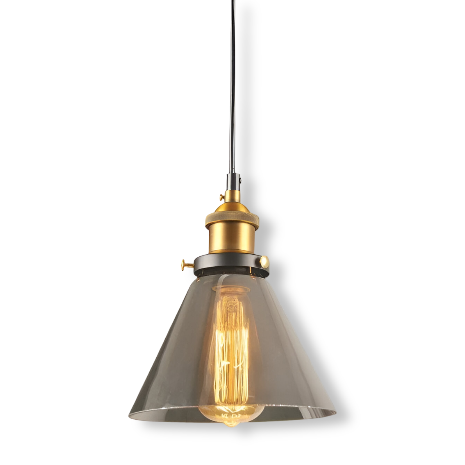 Vintage Hanglamp Van Gerookt Glas