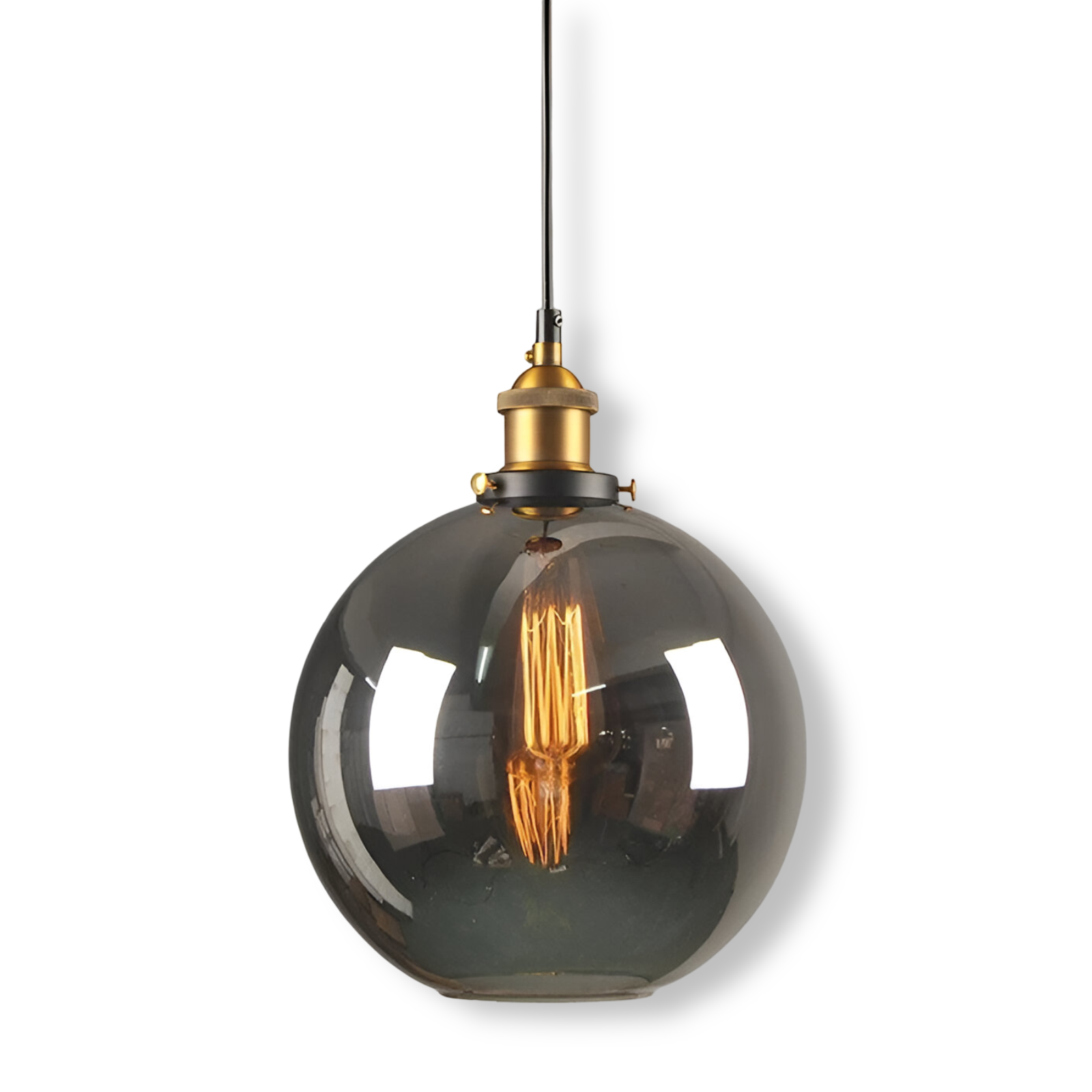 Vintage Hanglamp Van Gerookt Glas