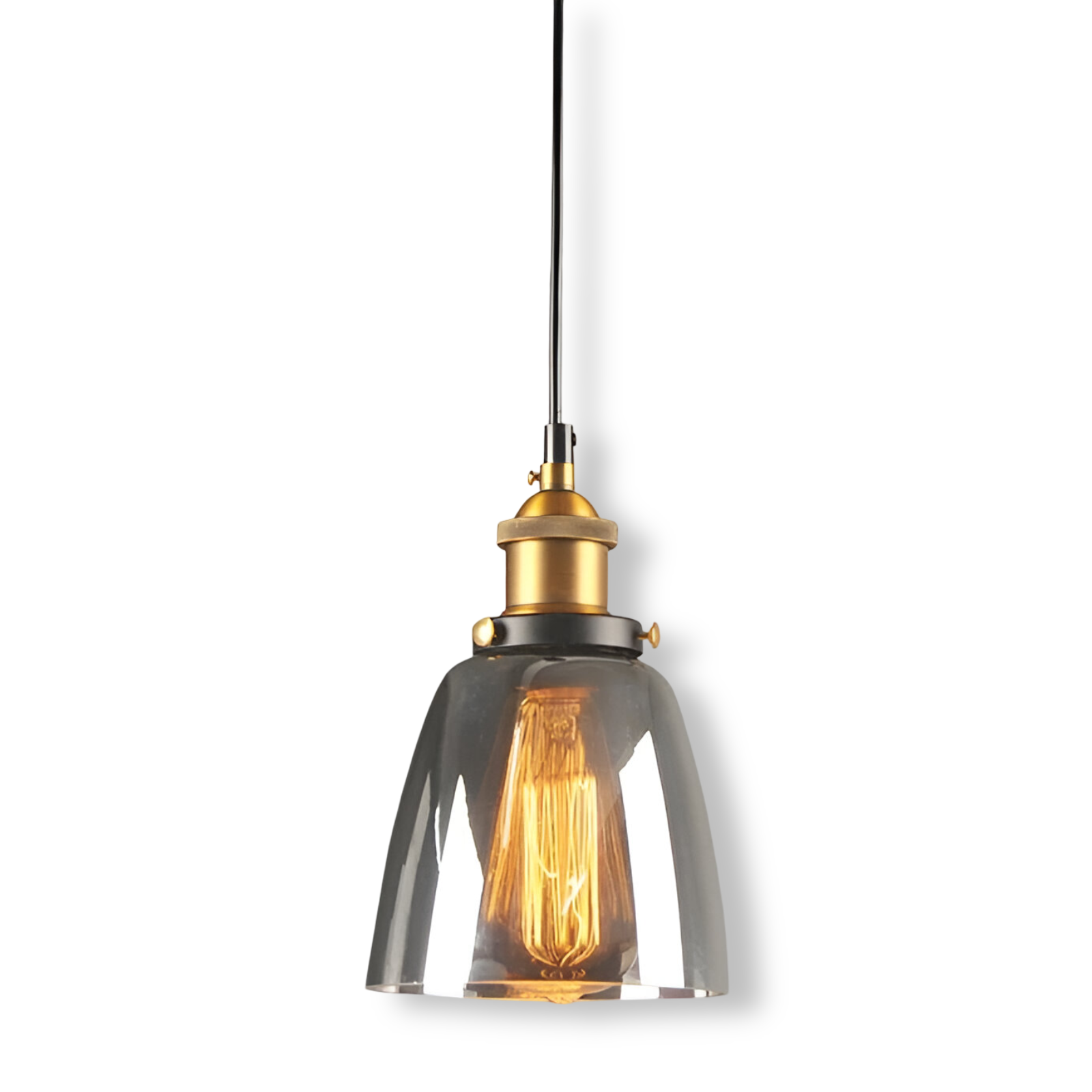 Vintage Hanglamp Van Gerookt Glas