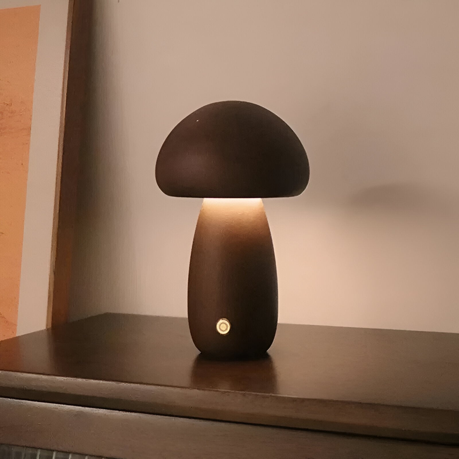 Houten Paddenstoel Nachtlamp Met Touchbediening