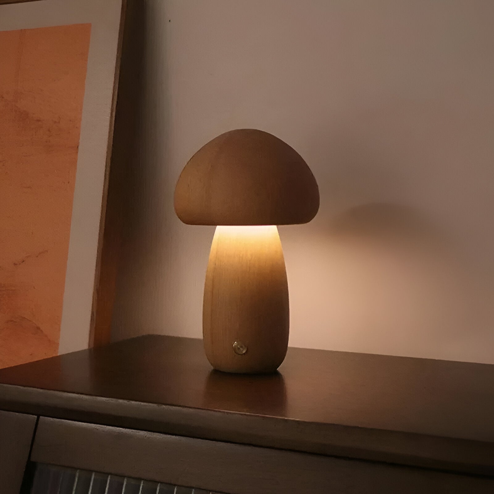 Houten Paddenstoel Nachtlamp Met Touchbediening