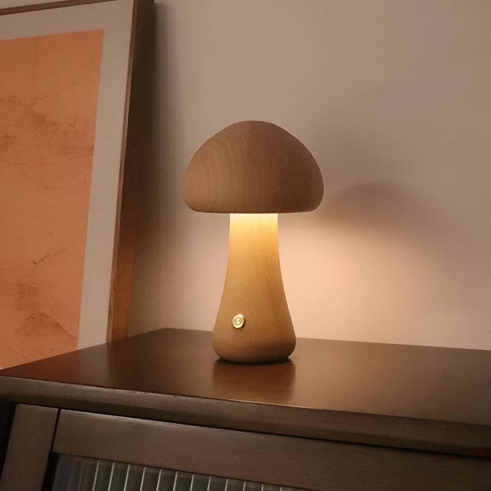 Houten Paddenstoel Nachtlamp Met Touchbediening