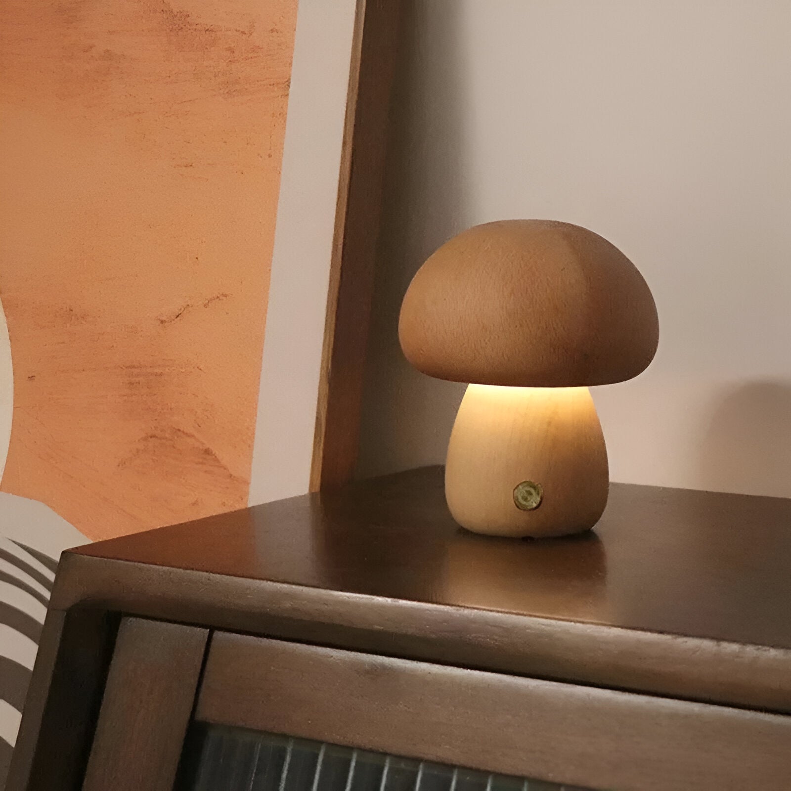 Houten Paddenstoel Nachtlamp Met Touchbediening