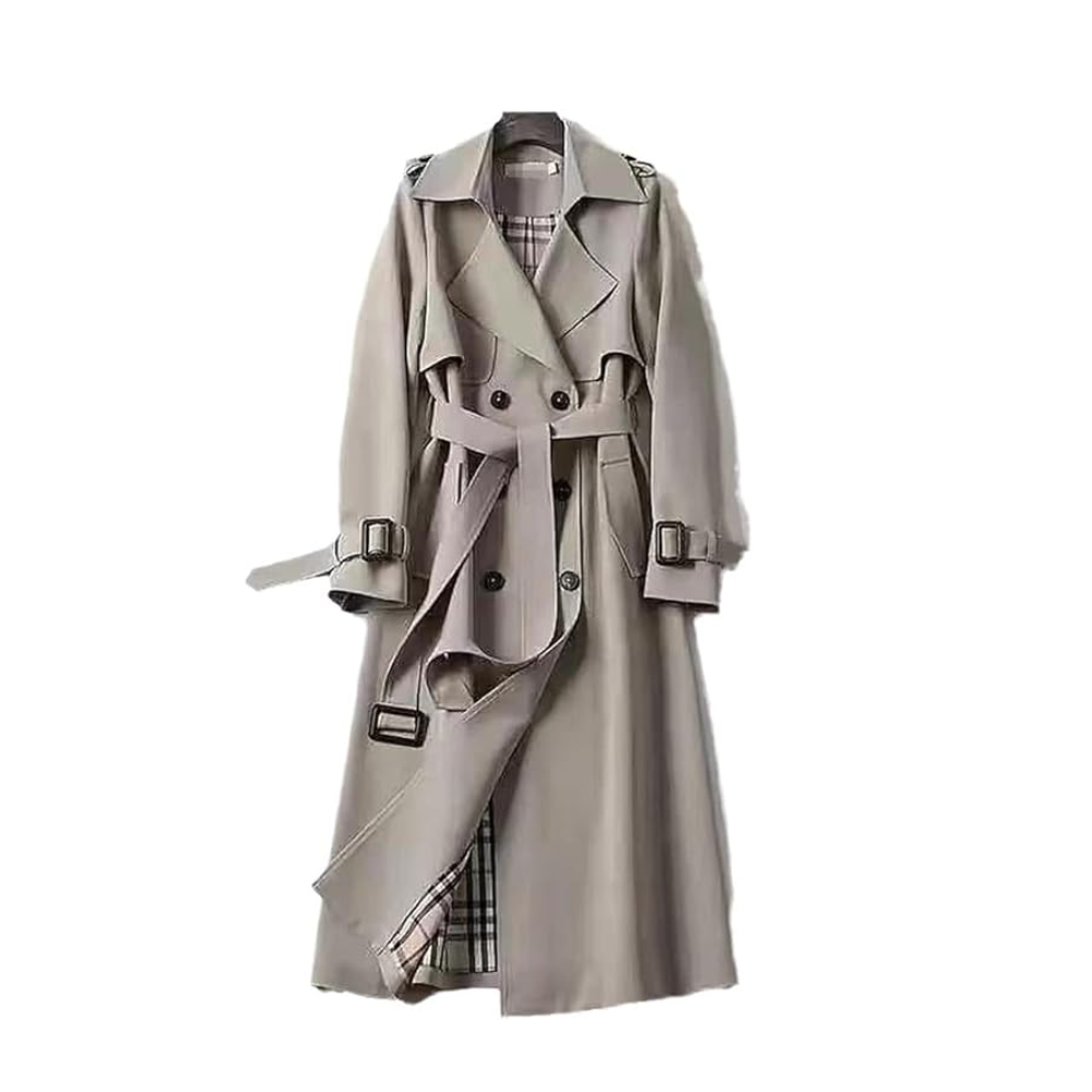 Lange Dames Trenchcoat met Dubbele Knoopsluiting
