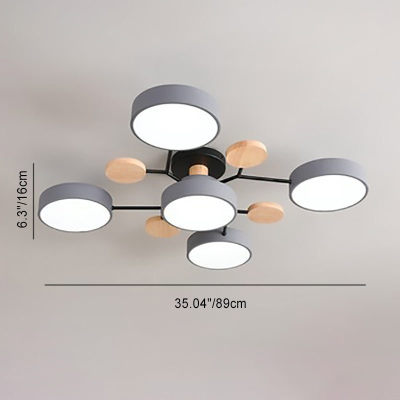 Scandinavische Plafondlamp Met Houten Accenten