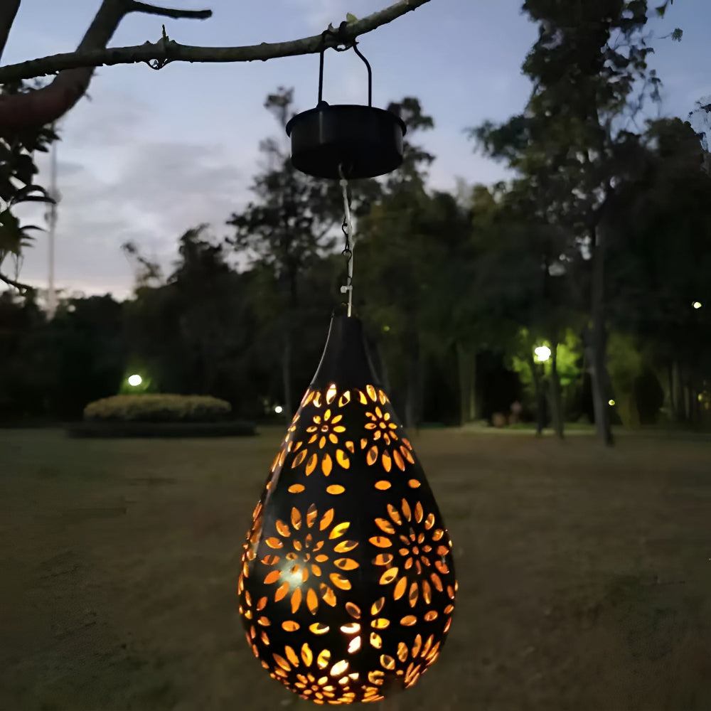 Zonne Energie Hanglamp Met Sfeervol Uitsnede Patroon